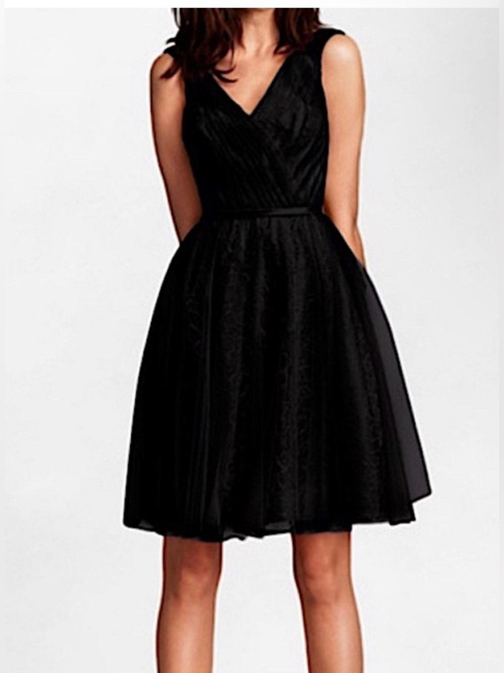 White by Vera Wang Black Tulle Overlay Lace Cocktail Dress Size 0